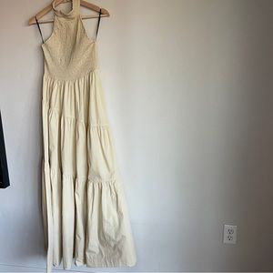 S/W/F Pale Yellow Smocked Tiered Maxi Dress